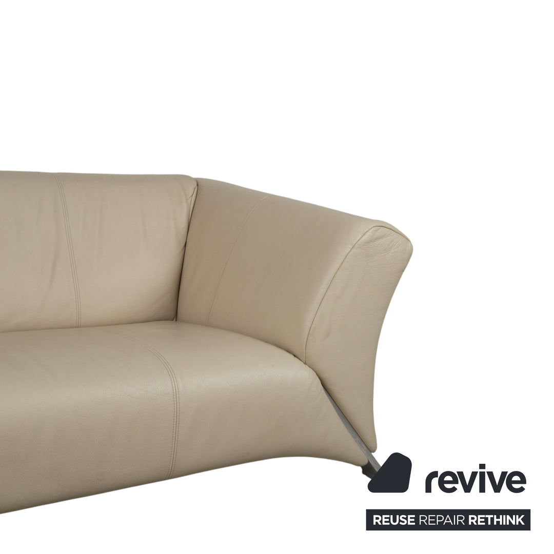 Rolf Benz 322 Leder Dreisitzer Beige Creme Sofa Couch