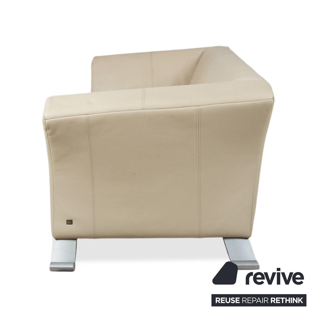 Rolf Benz 322 Leder Dreisitzer Beige Creme Sofa Couch