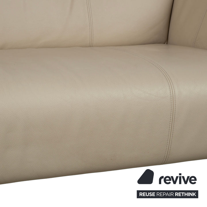 Rolf Benz 322 Leder Dreisitzer Beige Creme Sofa Couch