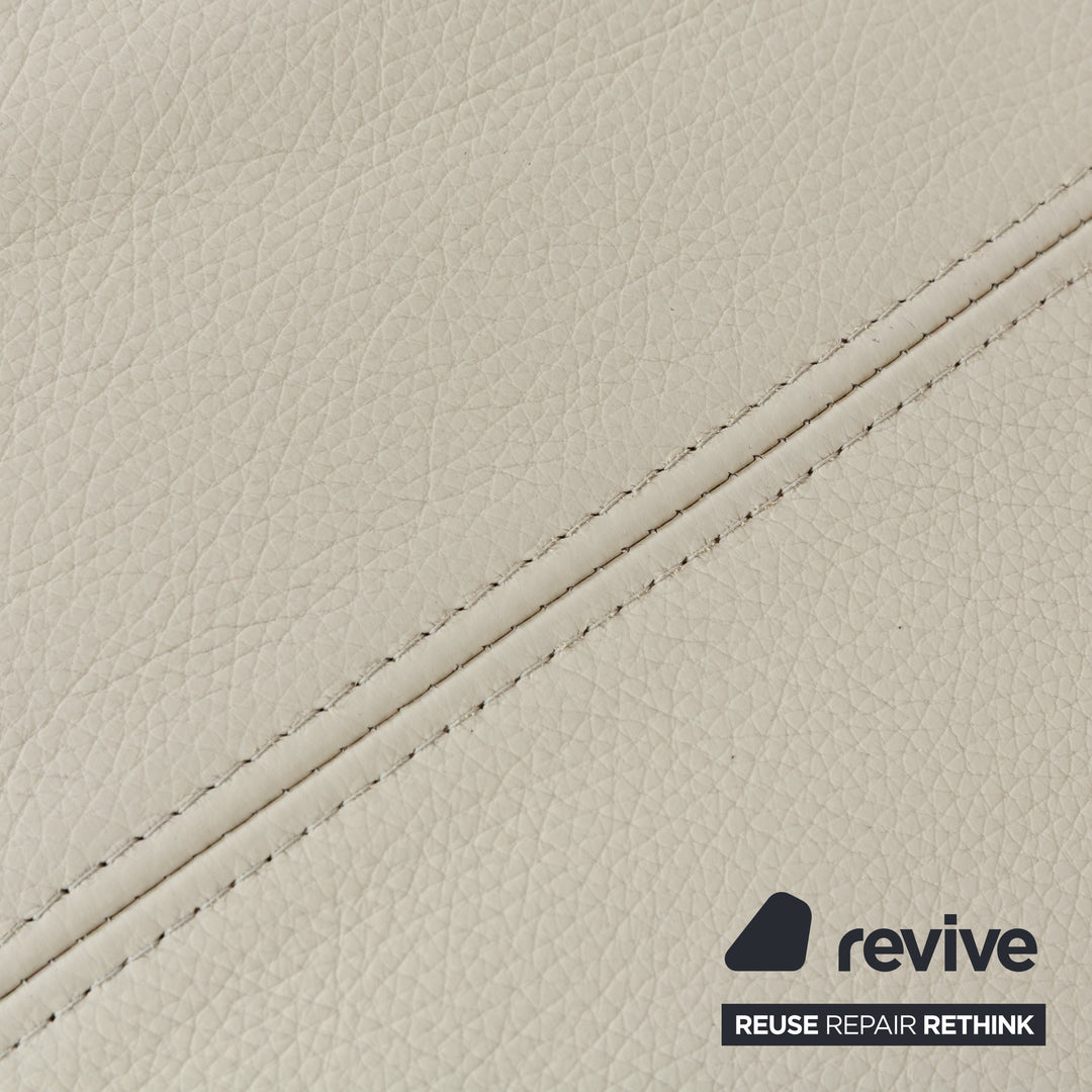 Rolf Benz 322 Leather Three-Seater Cream White Sofa Couch