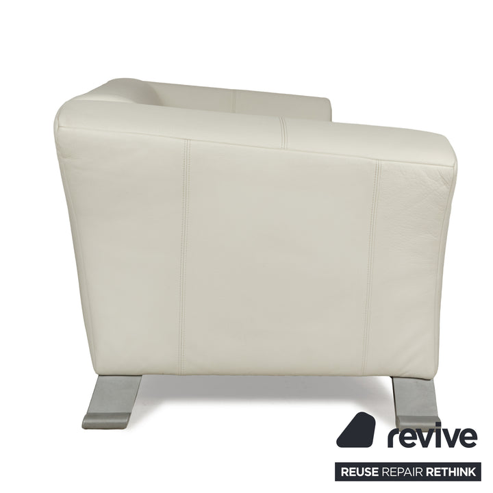 Rolf Benz 322 Leather Three-Seater Cream White Sofa Couch