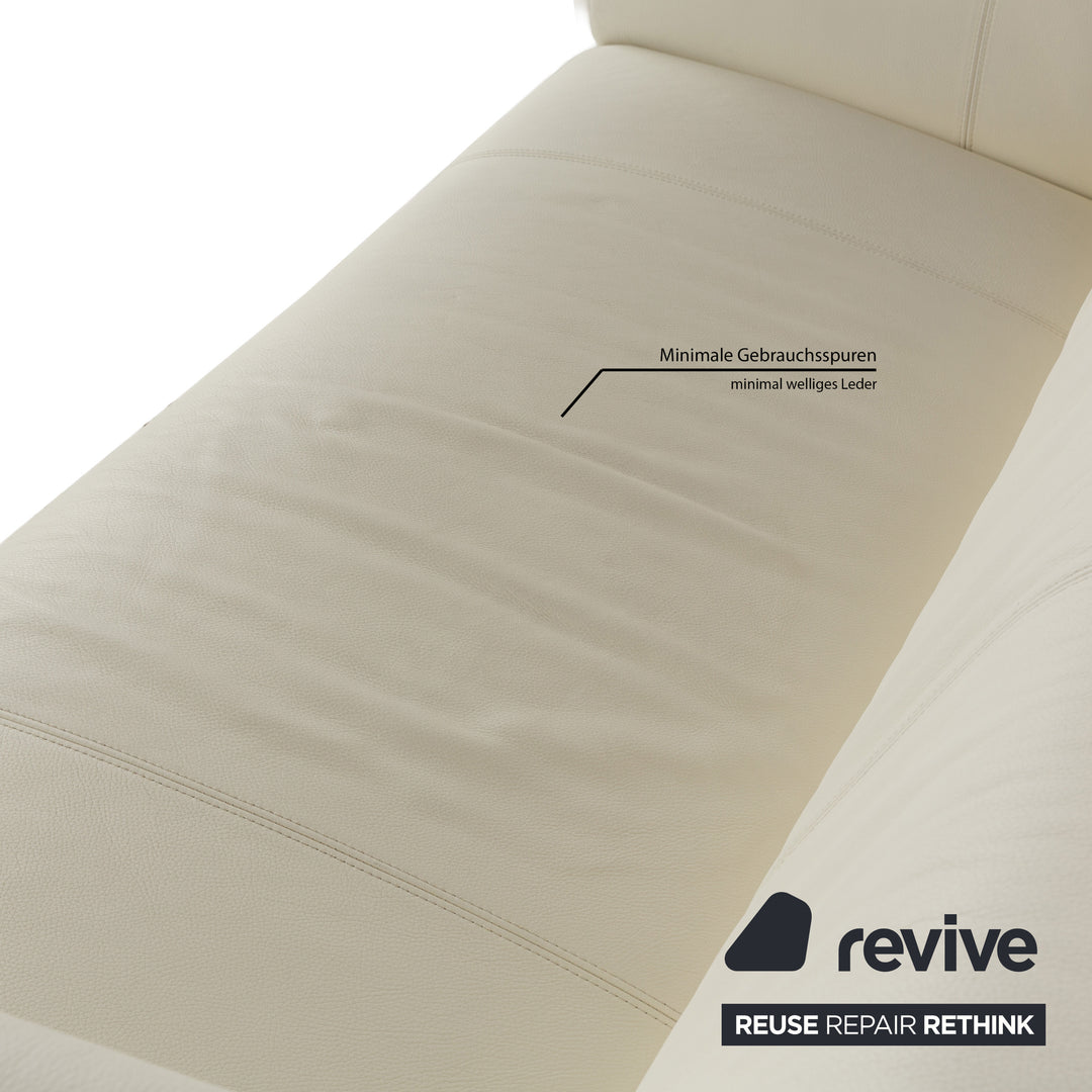 Rolf Benz 322 Leather Three-Seater Cream White Sofa Couch