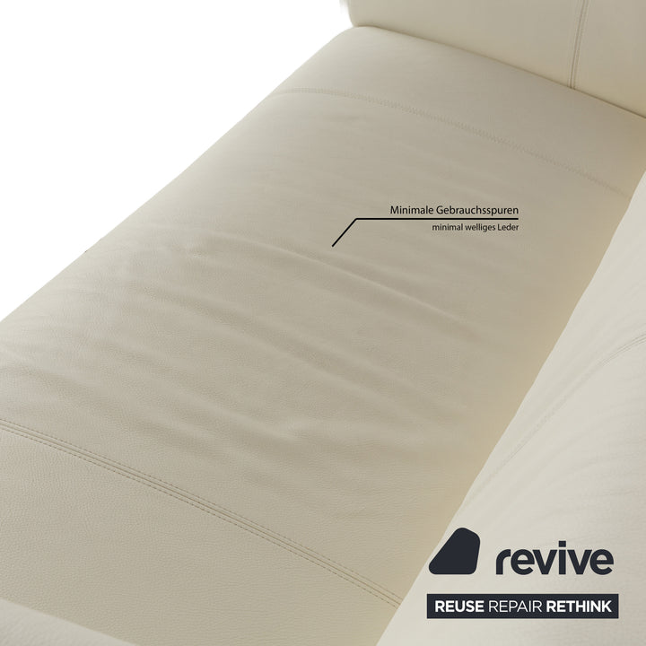 Rolf Benz 322 Leather Three-Seater Cream White Sofa Couch