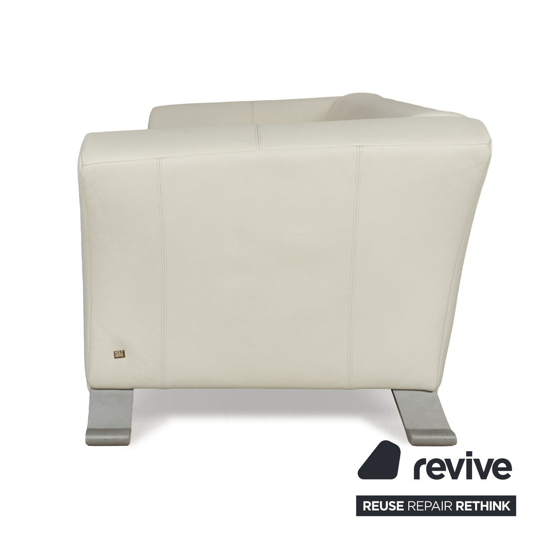 Rolf Benz 322 Leather Three-Seater Cream White Sofa Couch