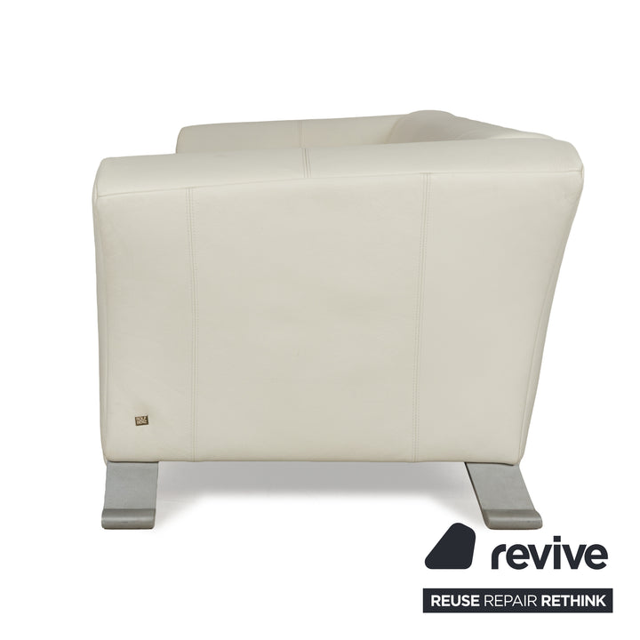Rolf Benz 322 Leather Three-Seater Cream White Sofa Couch