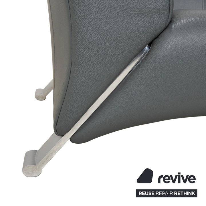 Rolf Benz 322 Leder Dreisitzer Grau Grün Sofa Couch