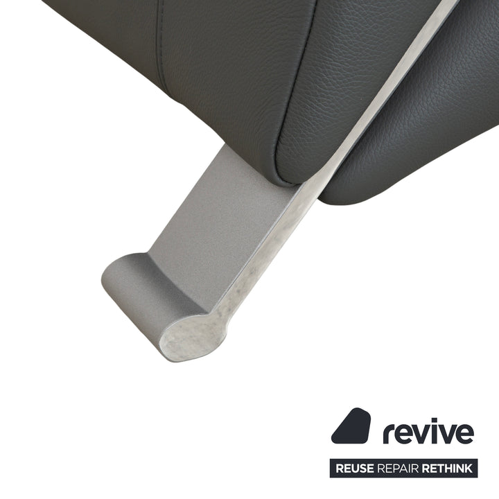 Rolf Benz 322 Leder Dreisitzer Grau Grün Sofa Couch