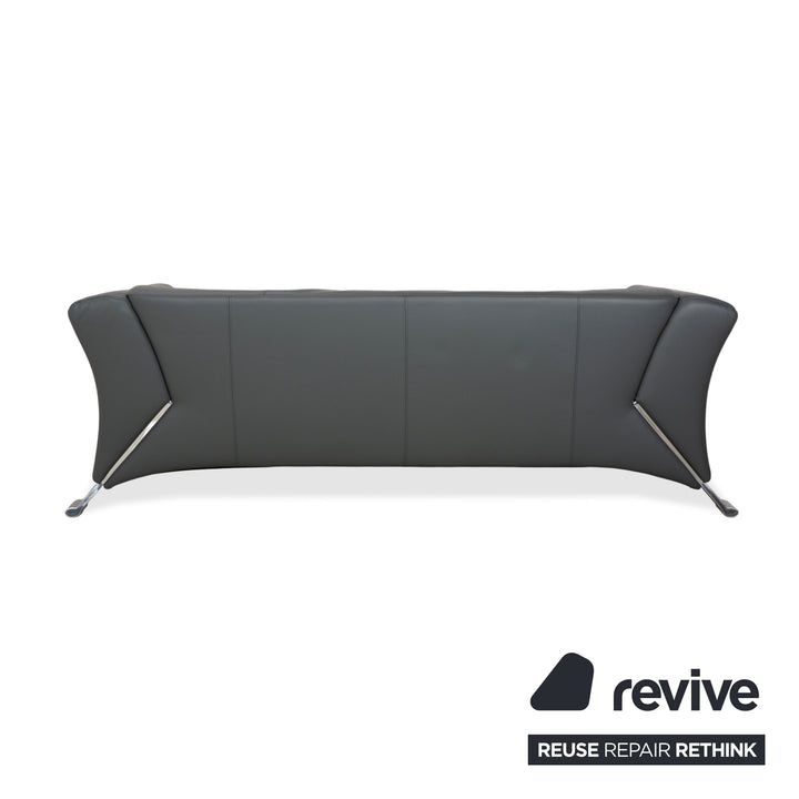 Rolf Benz 322 Leder Dreisitzer Grau Grün Sofa Couch