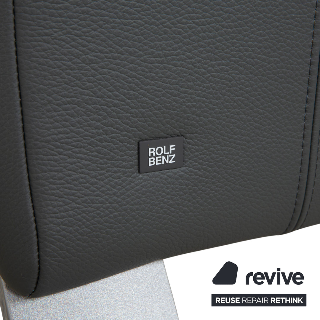 Rolf Benz 322 Leder Dreisitzer Grau Grün Sofa Couch