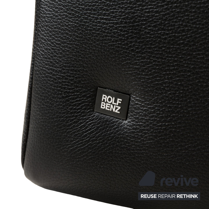 Canapé trois places en cuir noir Rolf Benz 322