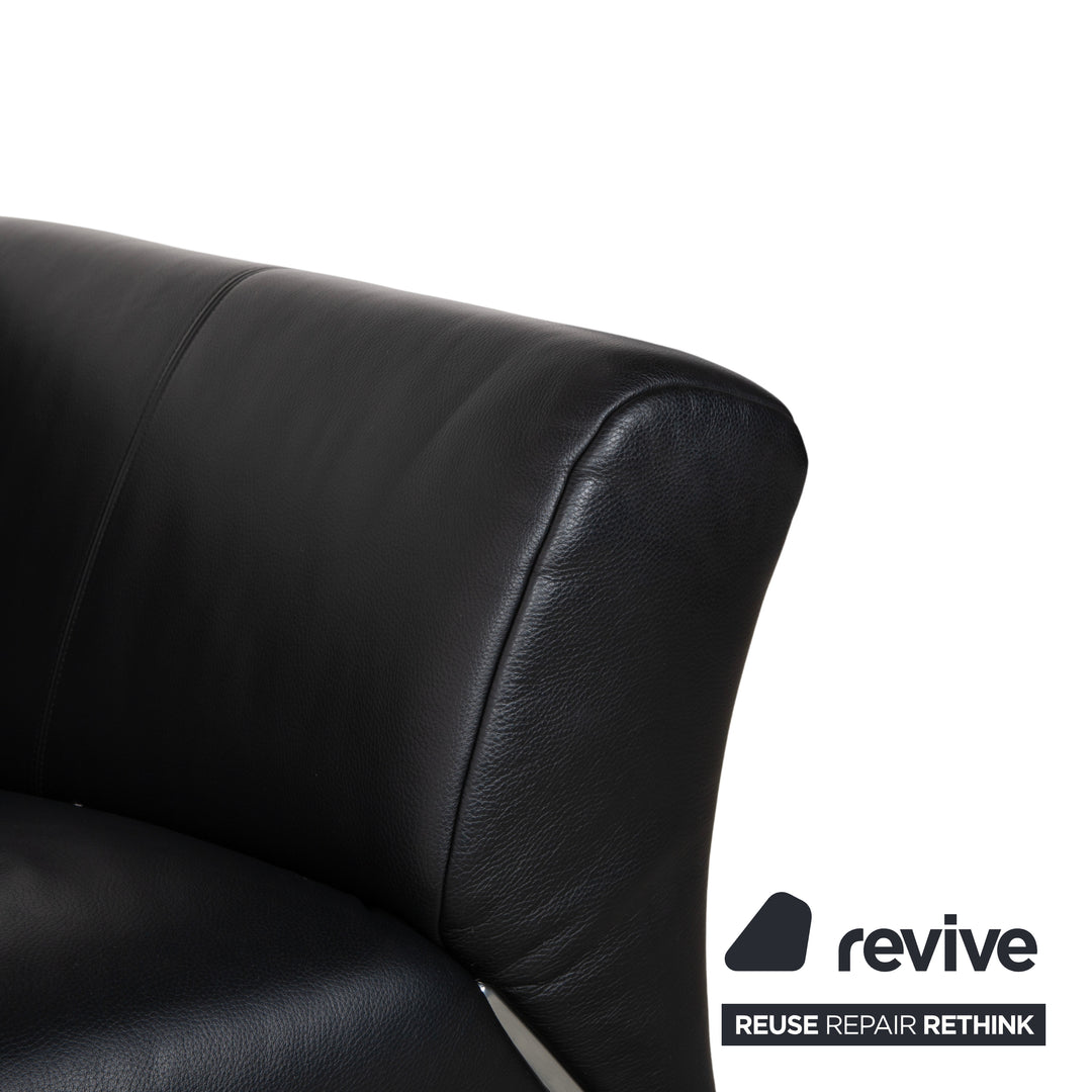 Rolf Benz 322 Leder Dreisitzer Schwarz Sofa Couch