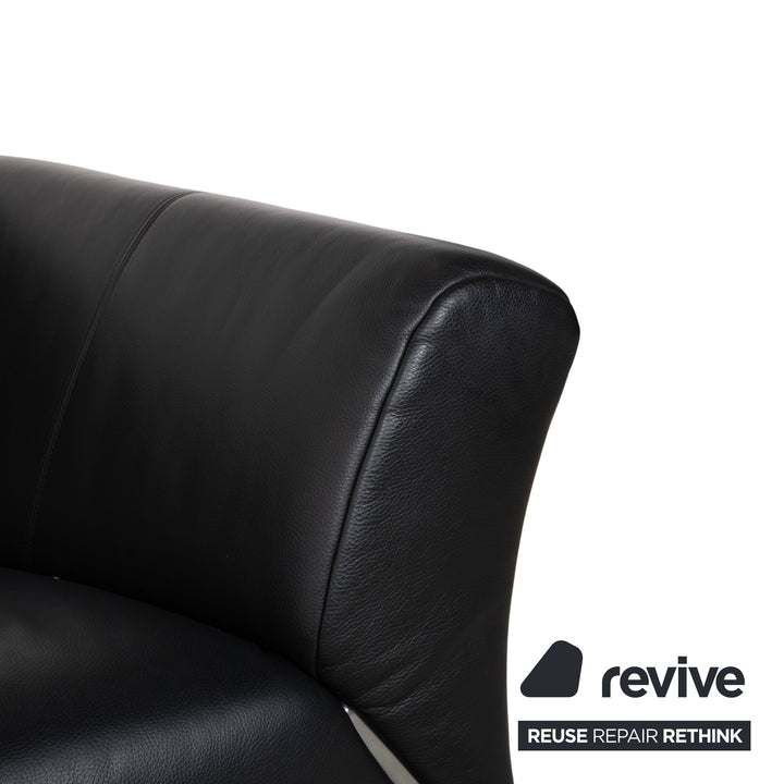 Rolf Benz 322 Leder Dreisitzer Schwarz Sofa Couch