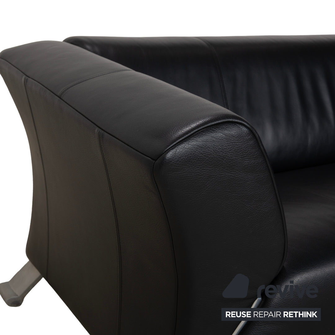 Rolf Benz 322 Leder Dreisitzer Schwarz Sofa Couch