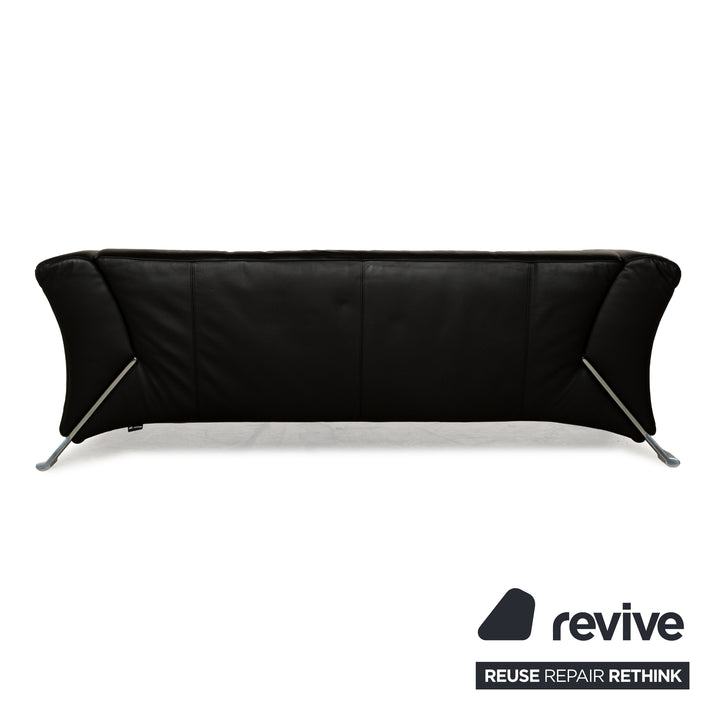Canapé trois places en cuir noir Rolf Benz 322