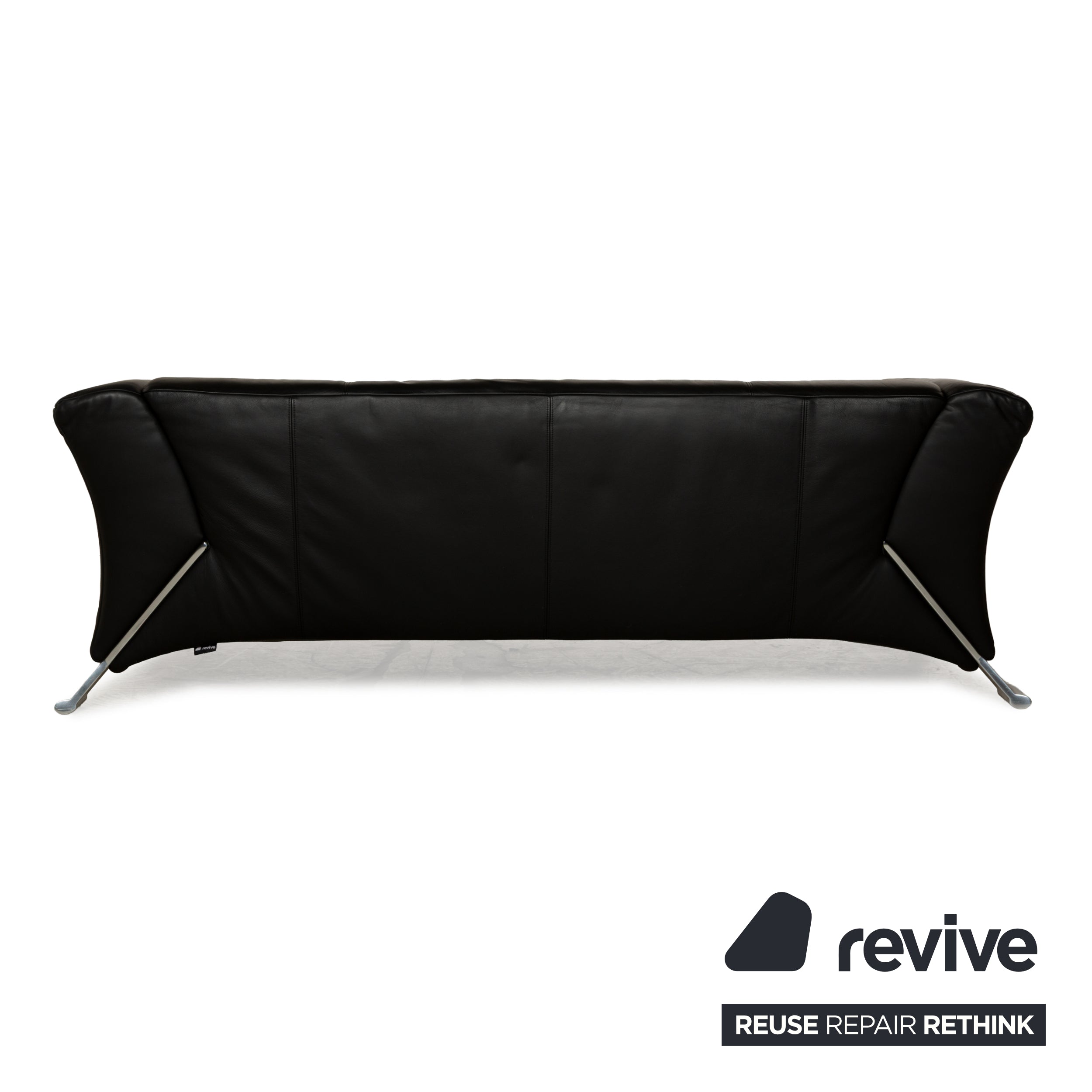 Canapé trois places en cuir noir Rolf Benz 322