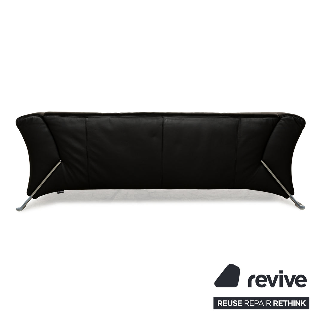 Rolf Benz 322 Leder Dreisitzer Schwarz Sofa Couch
