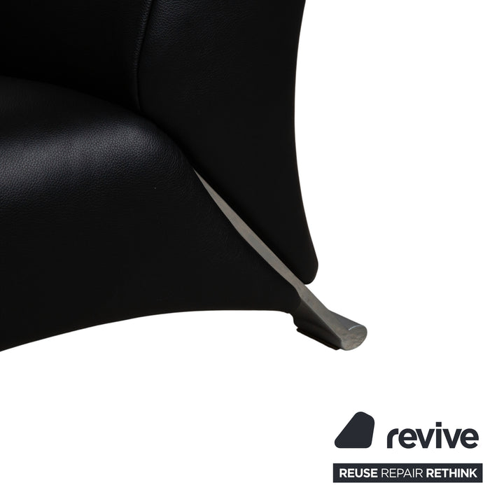 Rolf Benz 322 Leder Dreisitzer Schwarz Sofa Couch