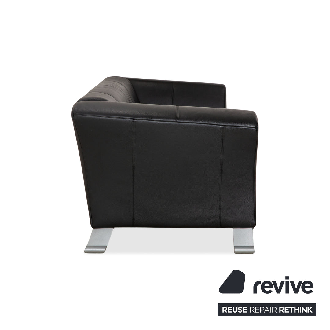 Canapé trois places en cuir noir Rolf Benz 322