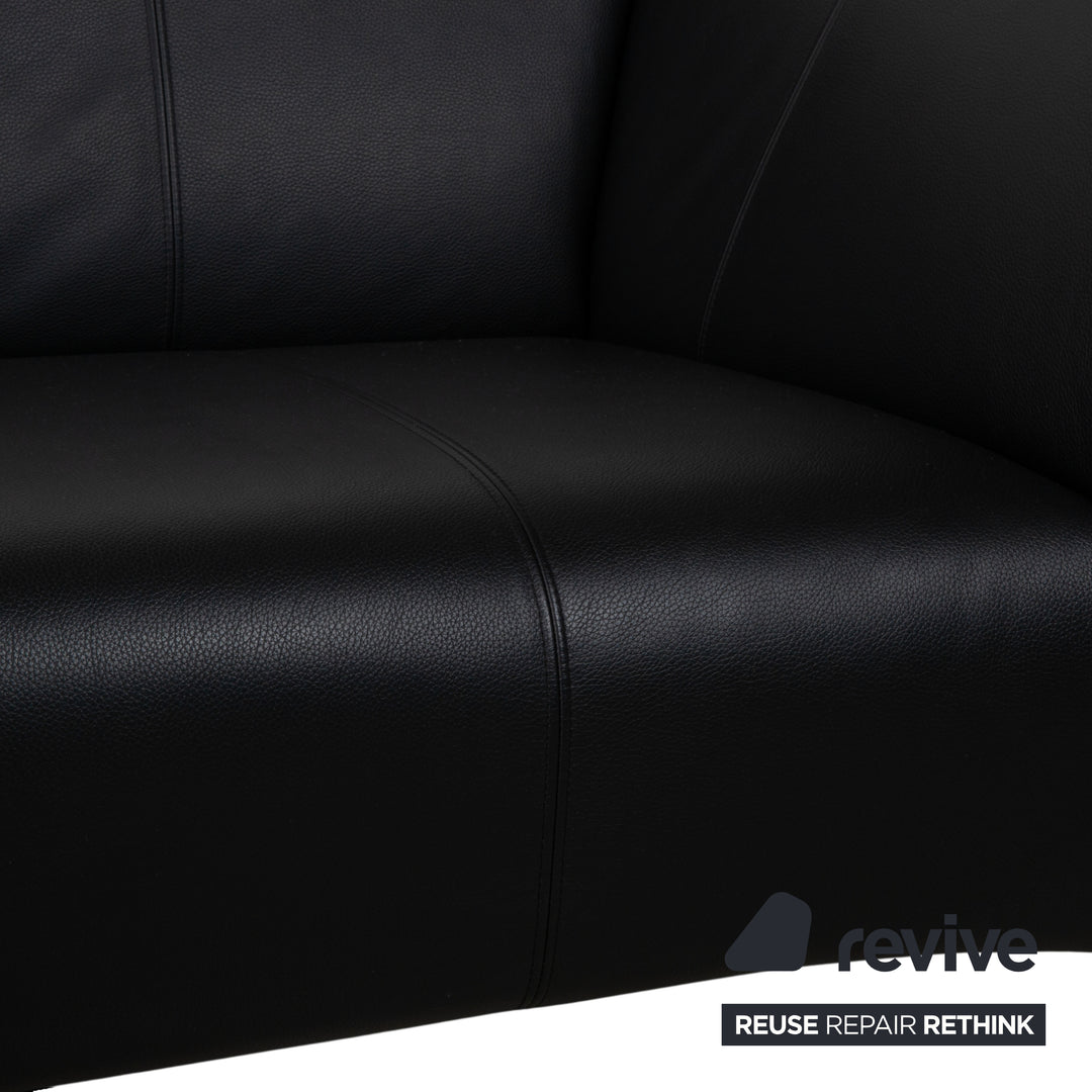 Rolf Benz 322 Leder Dreisitzer Schwarz Sofa Couch