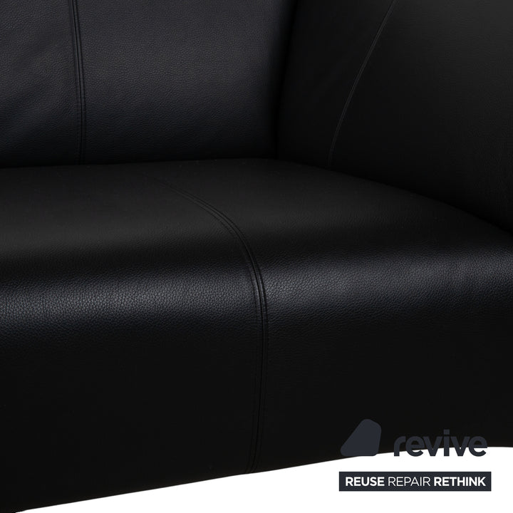Rolf Benz 322 Leder Dreisitzer Schwarz Sofa Couch