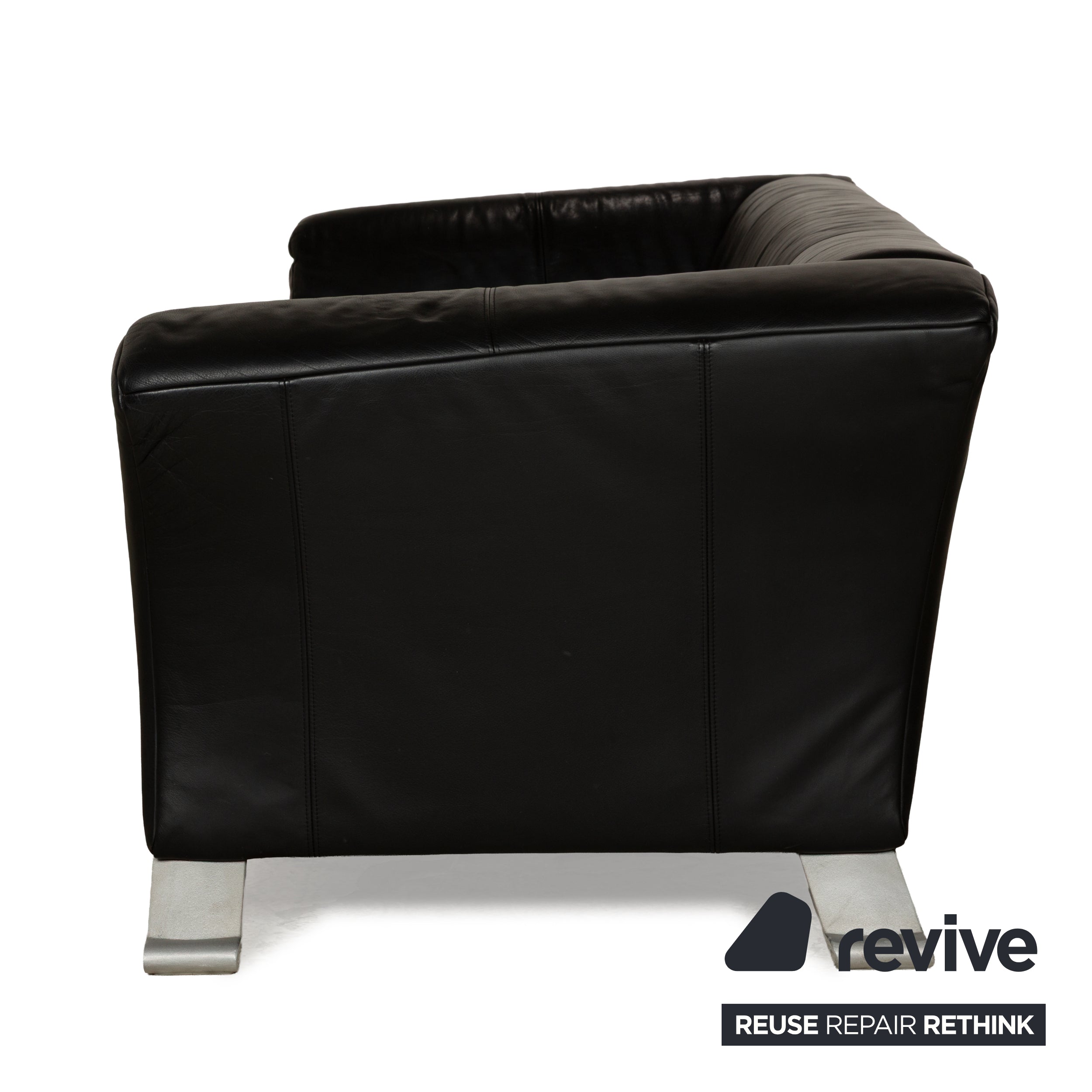 Canapé trois places en cuir noir Rolf Benz 322