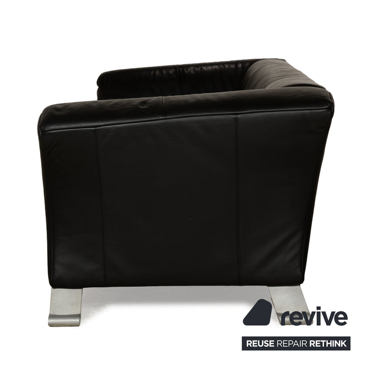 Rolf Benz 322 Leder Dreisitzer Schwarz Sofa Couch