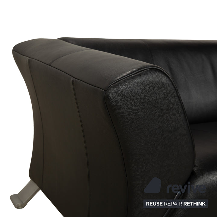Rolf Benz 322 Leder Dreisitzer Schwarz Sofa Couch