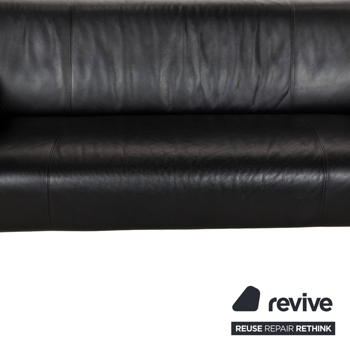 Rolf Benz 322 leather three-seater black sofa couch