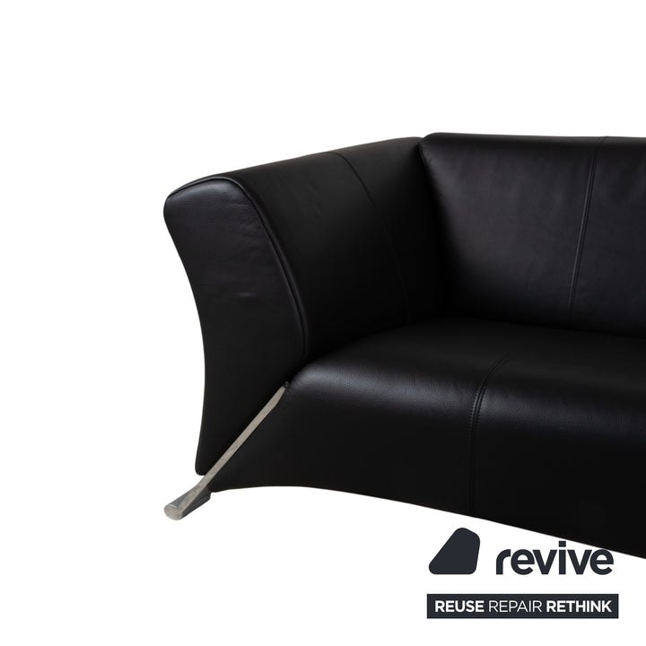 Rolf Benz 322 Leder Dreisitzer Schwarz Sofa Couch