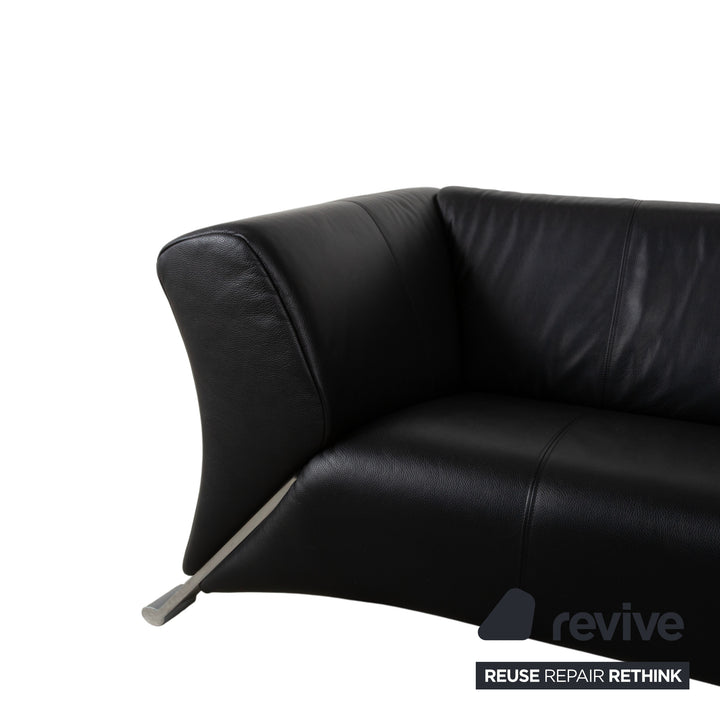 Rolf Benz 322 Leder Dreisitzer Schwarz Sofa Couch