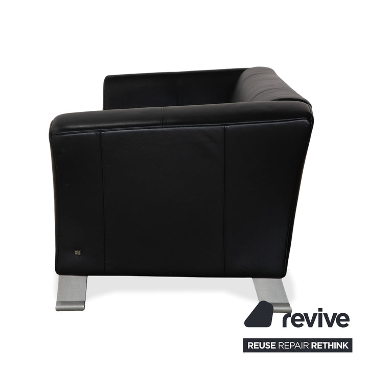 Rolf Benz 322 Leder Dreisitzer Schwarz Sofa Couch