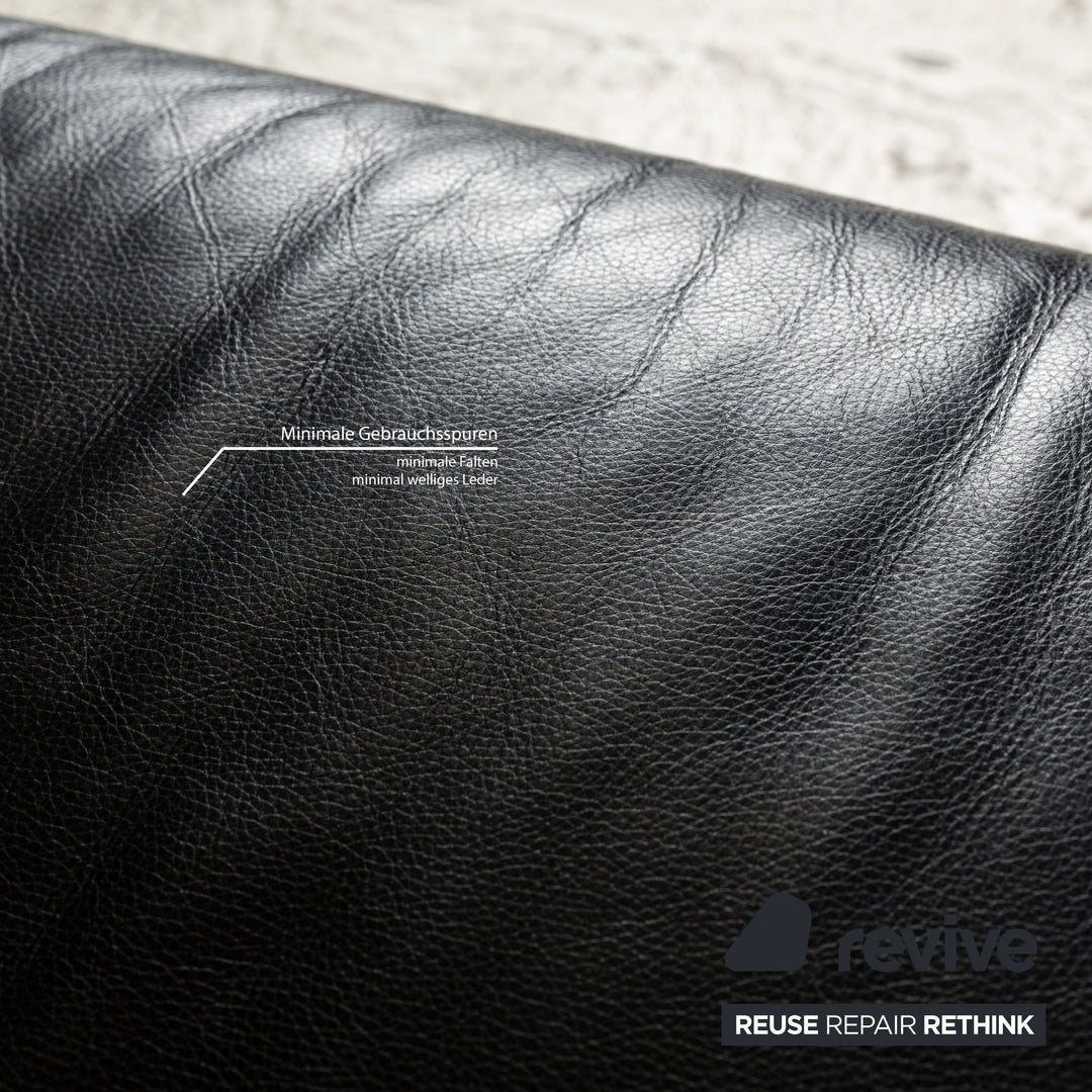 Canapé trois places en cuir noir Rolf Benz 322