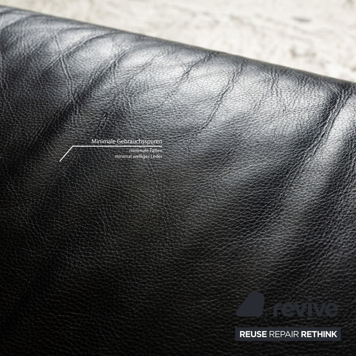 Canapé trois places en cuir noir Rolf Benz 322