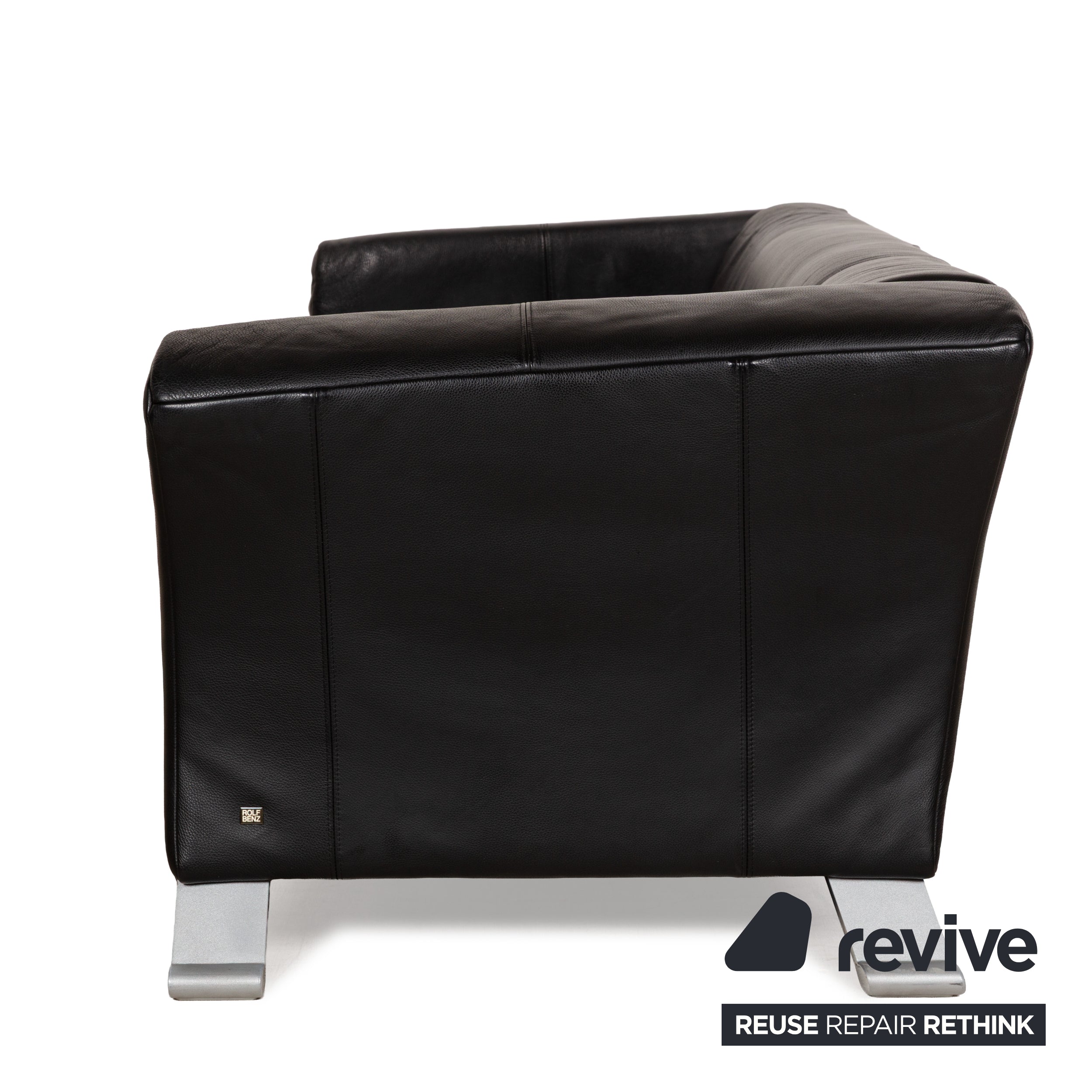 Canapé trois places en cuir noir Rolf Benz 322