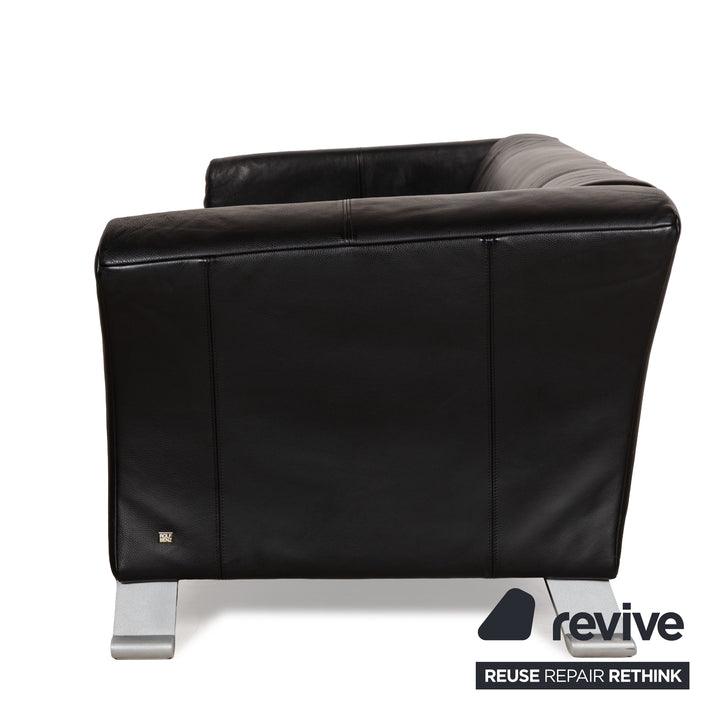Rolf Benz 322 Leder Dreisitzer Schwarz Sofa Couch
