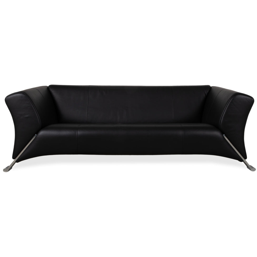 Rolf Benz 322 Leder Dreisitzer Schwarz Sofa Couch