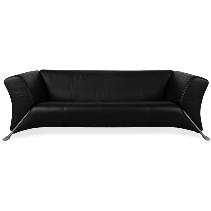 Rolf Benz 322 Leder Dreisitzer Schwarz Sofa Couch