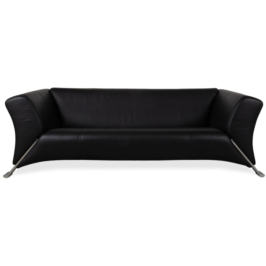 Rolf Benz 322 Leder Dreisitzer Schwarz Sofa Couch