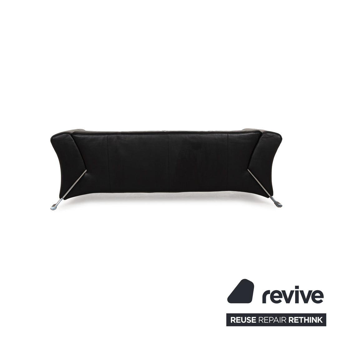 Rolf Benz 322 leather three-seater black sofa couch