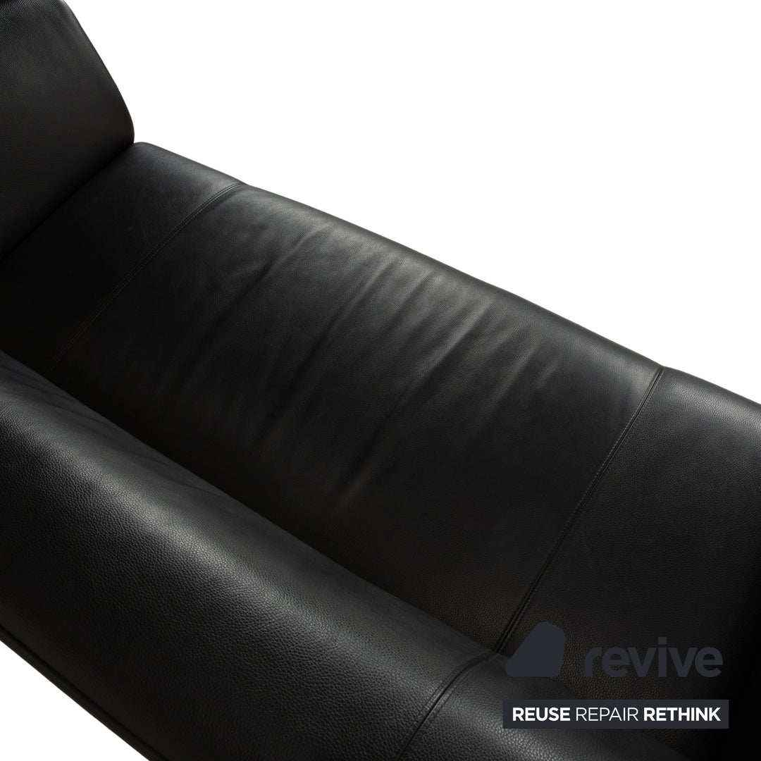 Rolf Benz 322 Leder Dreisitzer Schwarz Sofa Couch