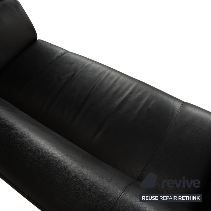 Rolf Benz 322 Leder Dreisitzer Schwarz Sofa Couch