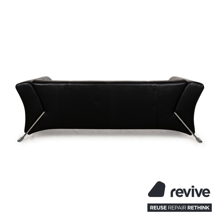 Rolf Benz 322 leather three-seater black sofa couch