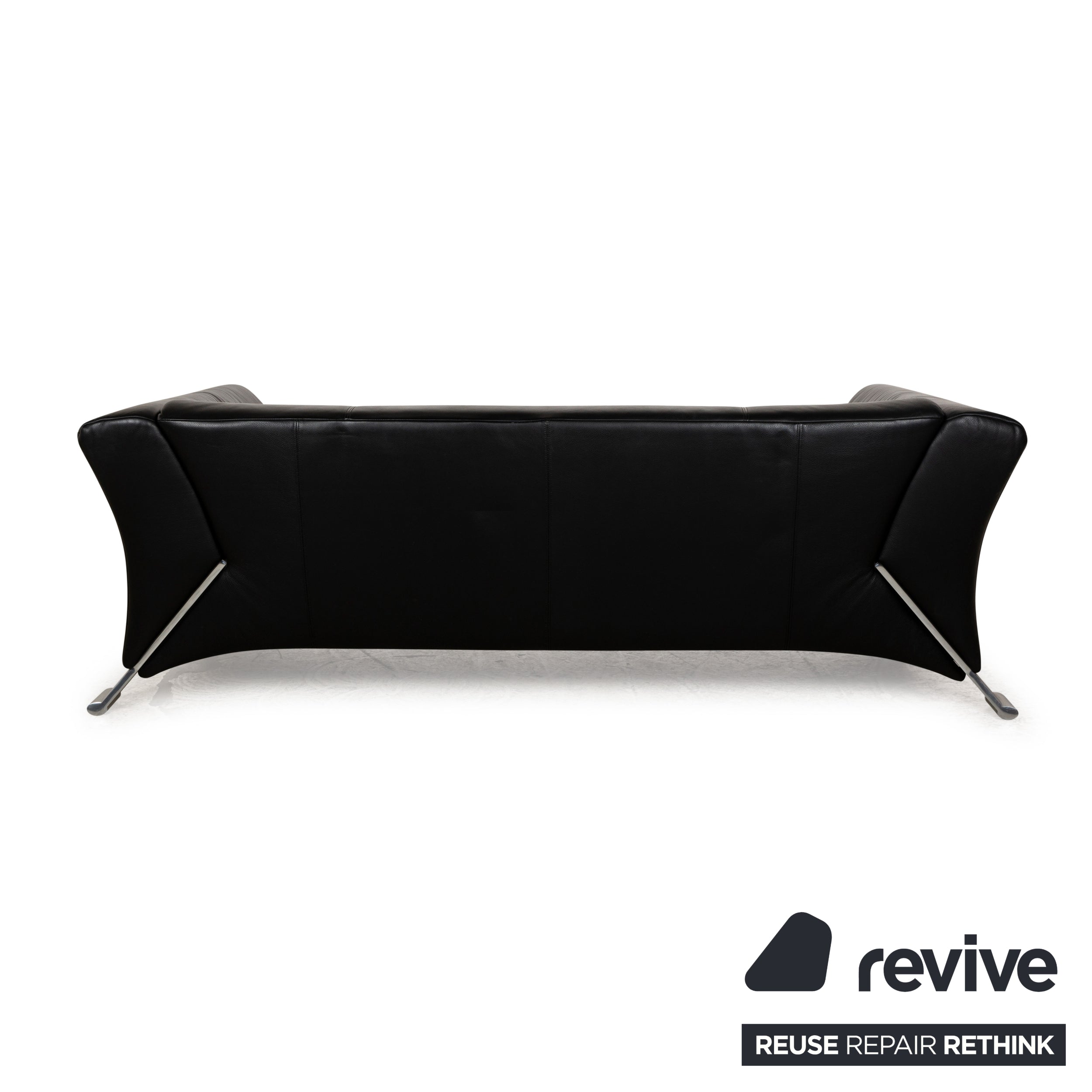 Canapé trois places en cuir noir Rolf Benz 322