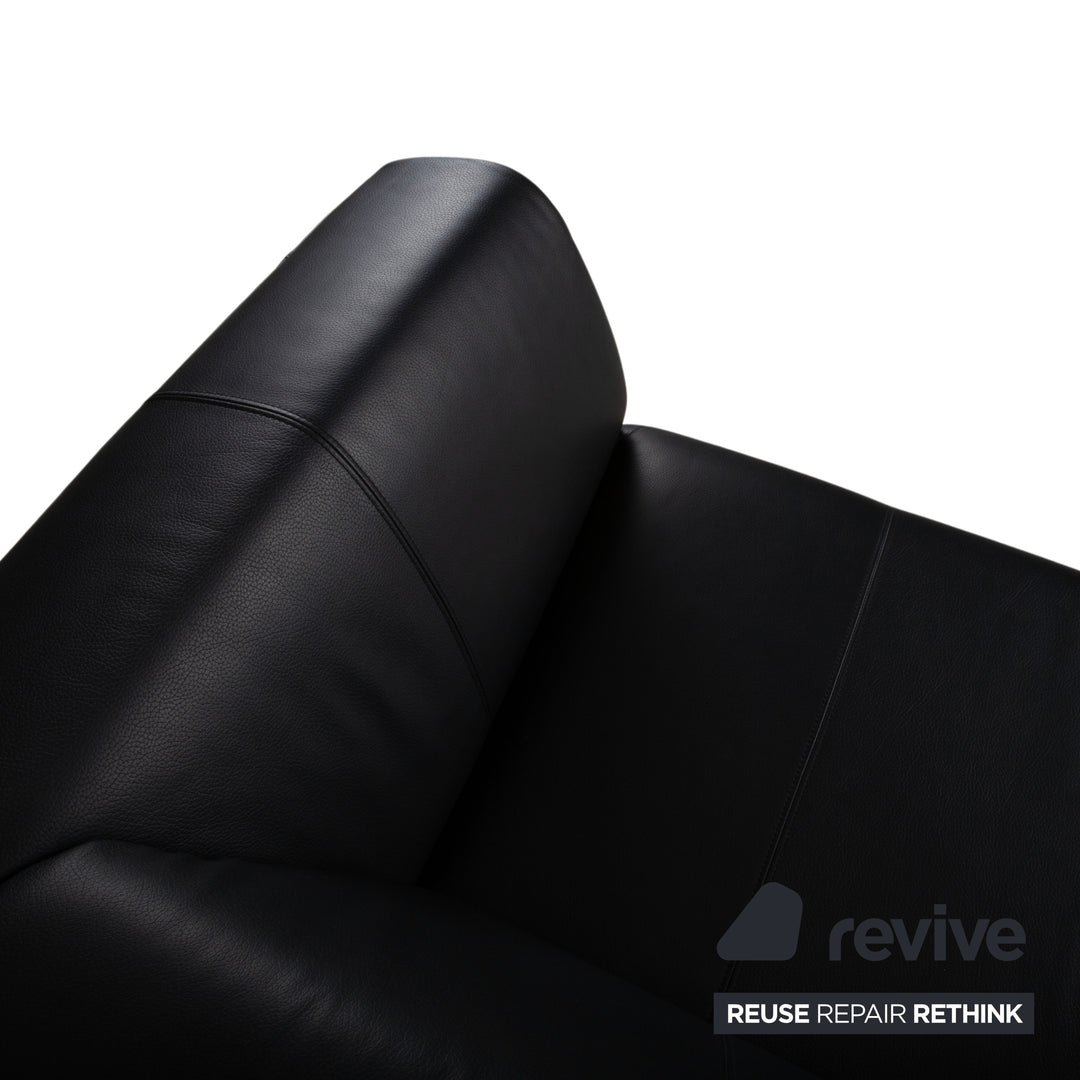 Rolf Benz 322 Leder Dreisitzer Schwarz Sofa Couch