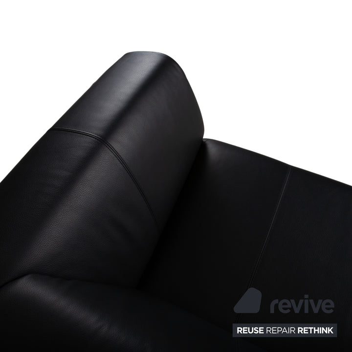 Rolf Benz 322 Leder Dreisitzer Schwarz Sofa Couch