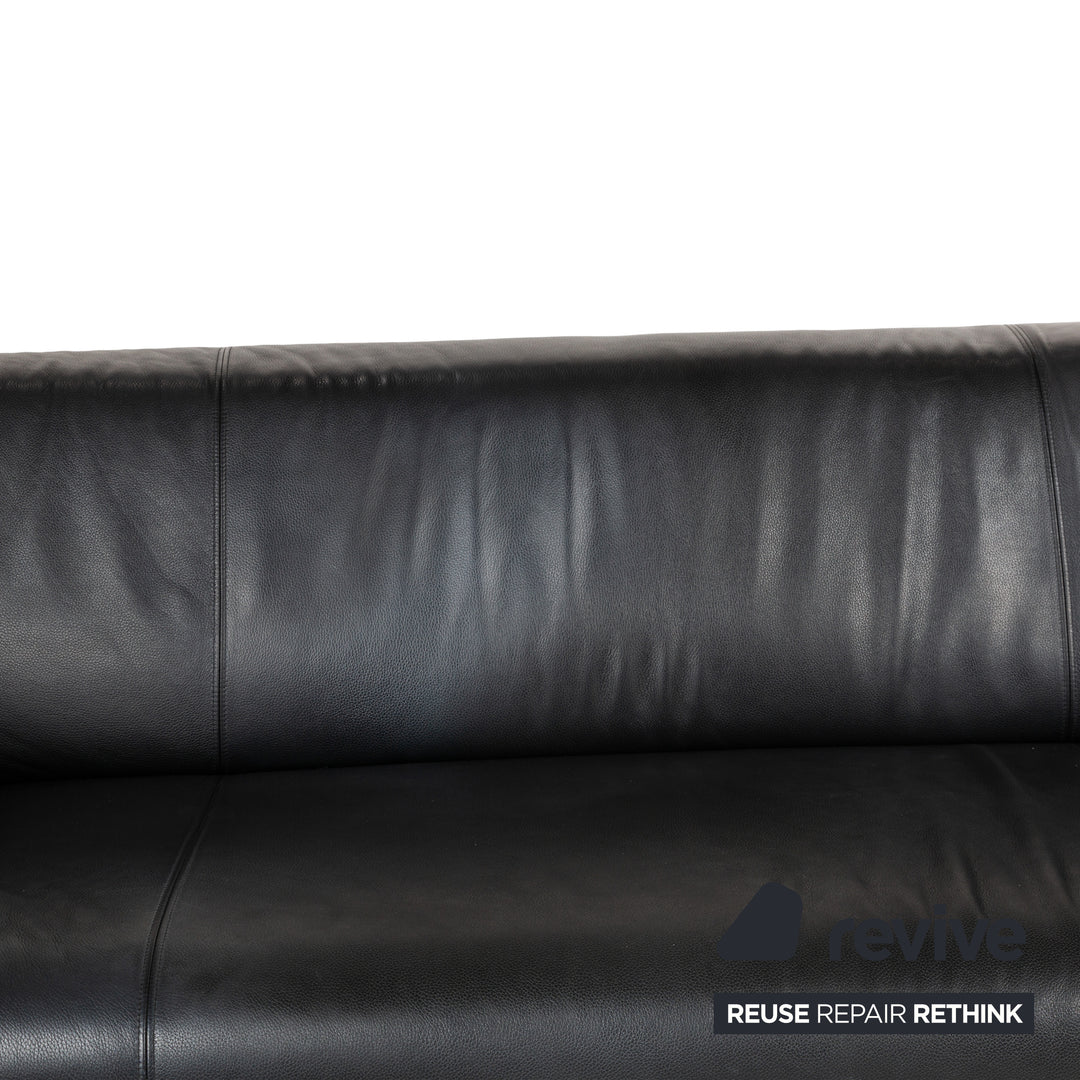 Rolf Benz 322 Leder Dreisitzer Schwarz Sofa Couch