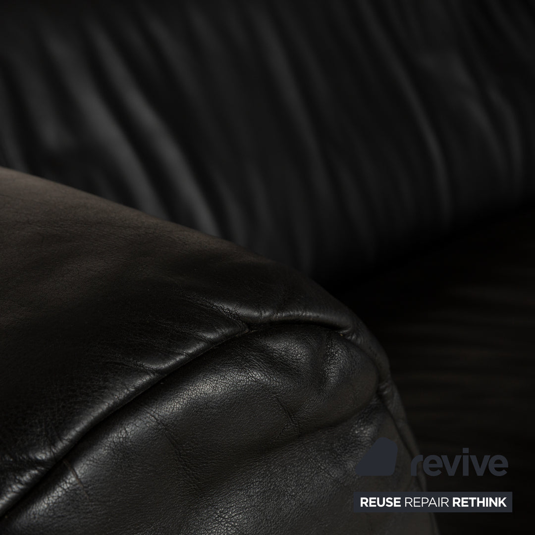 Rolf Benz 322 Leder Dreisitzer Schwarz Sofa Couch