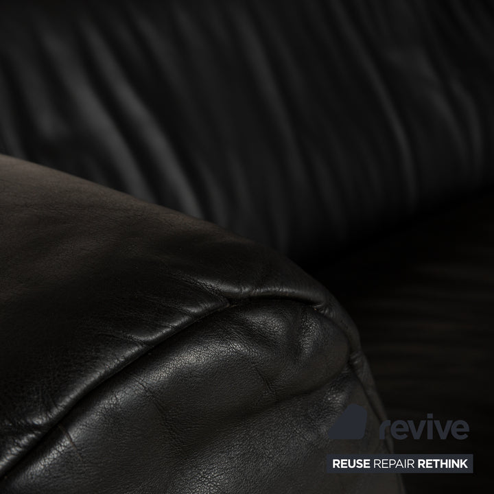 Rolf Benz 322 Leder Dreisitzer Schwarz Sofa Couch