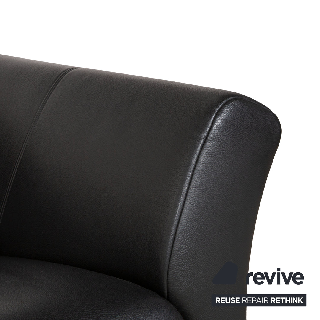 Rolf Benz 322 Leder Dreisitzer Schwarz Sofa Couch
