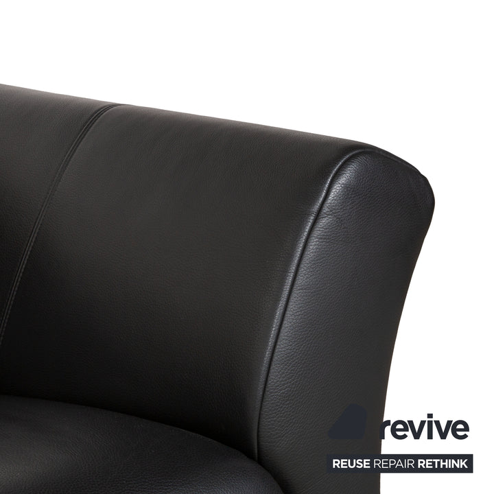 Rolf Benz 322 Leder Dreisitzer Schwarz Sofa Couch